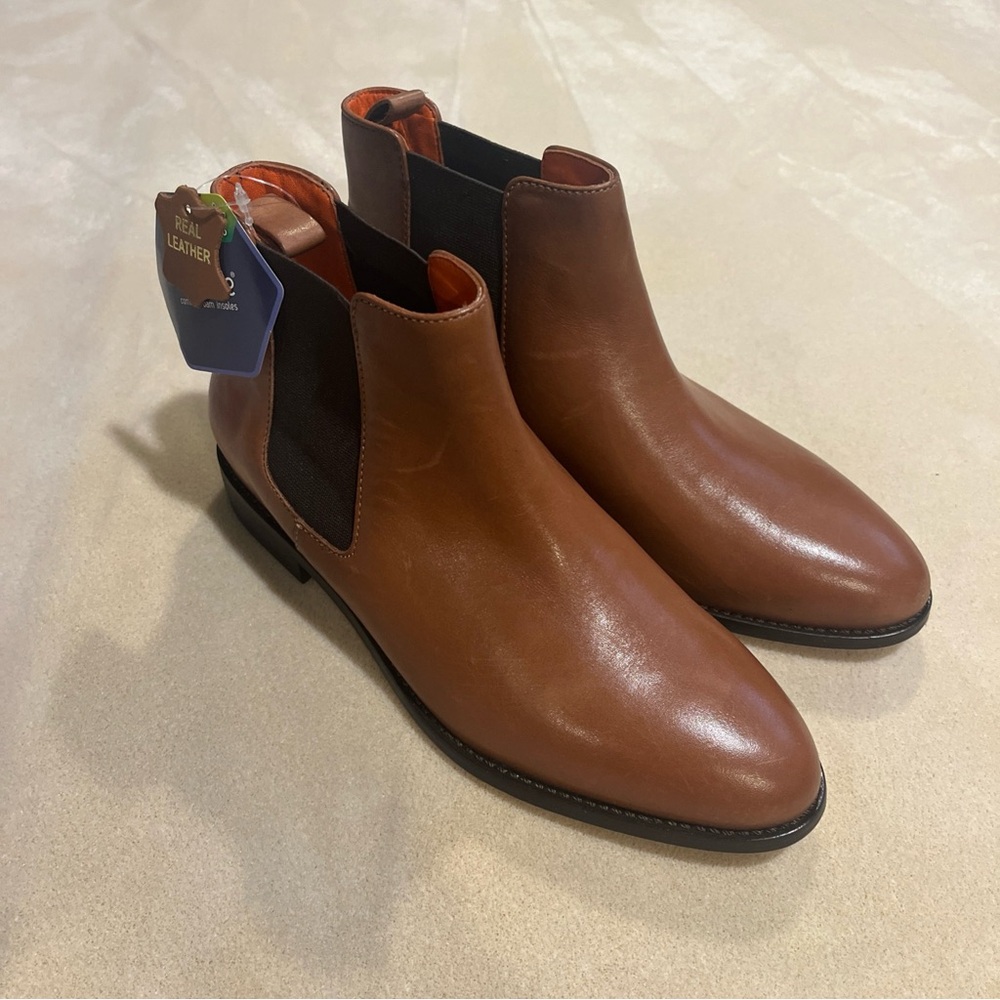 NWT Anthony Veer Women’s Brown Leather Chelsea Boots Size 6 Calfskin
